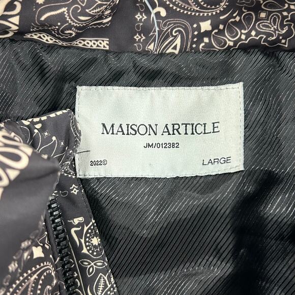 maison article puffer jacket bandana black white size Large L B2 - Picture 4 of 7